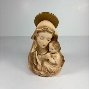 Gold and Cream‎ Madonna and Child Figurine vase flower pot
